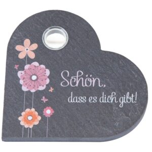 Schieferrelief mit Glasvase
